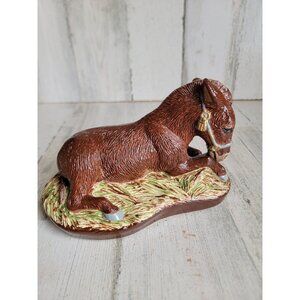 Vintage donkey nativity scene chalkware Xmas home decor animal